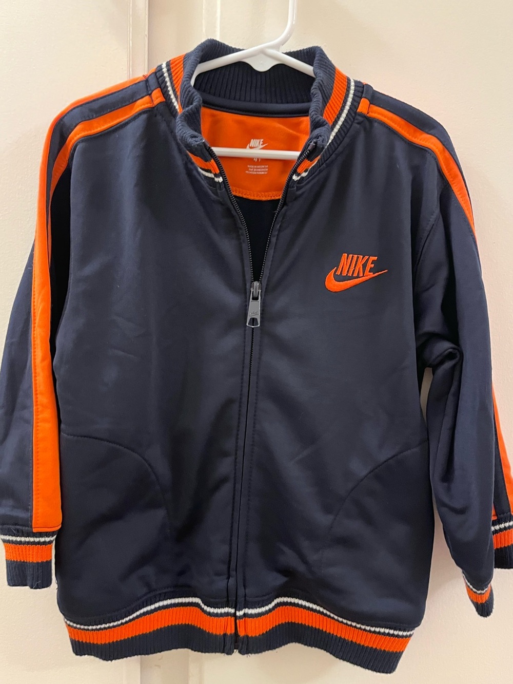 Nike Kids Navy Blue Jacket with Orange Trim - Size 4T